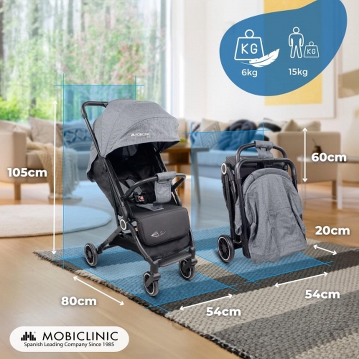 Mobiclinic Trip - Kinderwagen - Buggy - Compact - Inklapbaar - Wandelwagen - Enkele hendel - Voor op reis - Verstelbare voetensteun - Opvouwbare kinderwagen - Trip — afbeelding 7