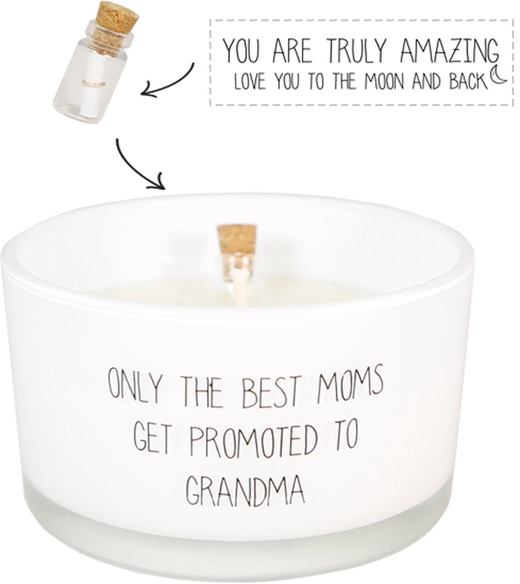 My Flame Lifestyle MY FLAME | Flessenpost kaars - Only the best moms get promoted to grandma - Fresh Cotton wit