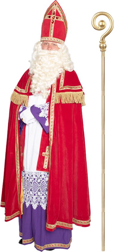 Sinterklaas kostuum - inclusief gouden staf 185 cm