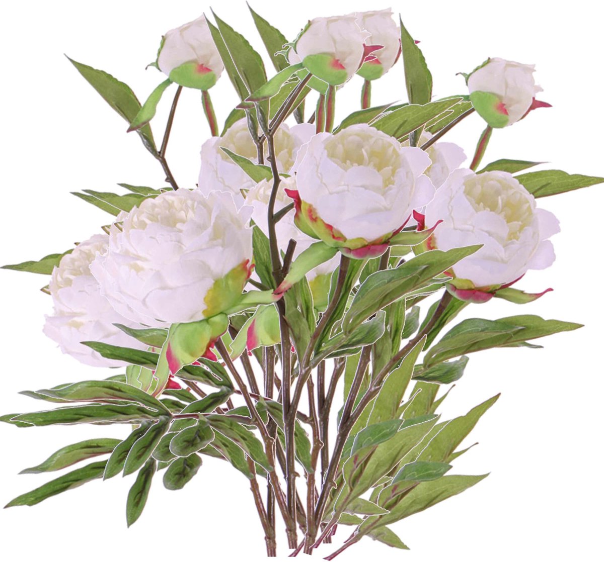 Top Art TopArt Kunstbloem pioenroos Spring Dream - 5x - wit - 73 cm - kunststof steel - decoratie