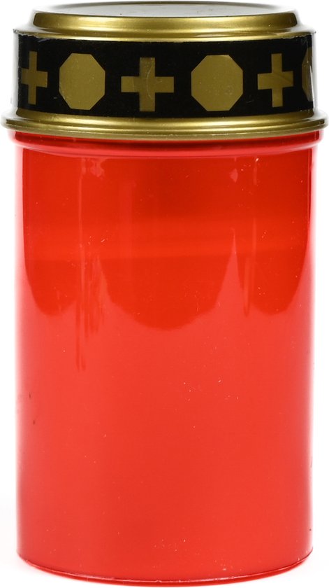 Benson Grafkaars/gedenklicht - LED licht - rood - waterbestendig - op batterijen - D6,5 x H12 cm
