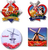 Koelkastmagneten Set: Holland - Unieke Magneten - Souvenirs - 4 stuks