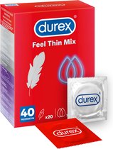 Durex Condooms - Thin Feel Mix - 40 Stuks (20st Thin Feel Extra Dun (Ultra) + 20st Thin Feel Extra Lube (Elite) - Discreet Verzonden - Met Kwantumkorting