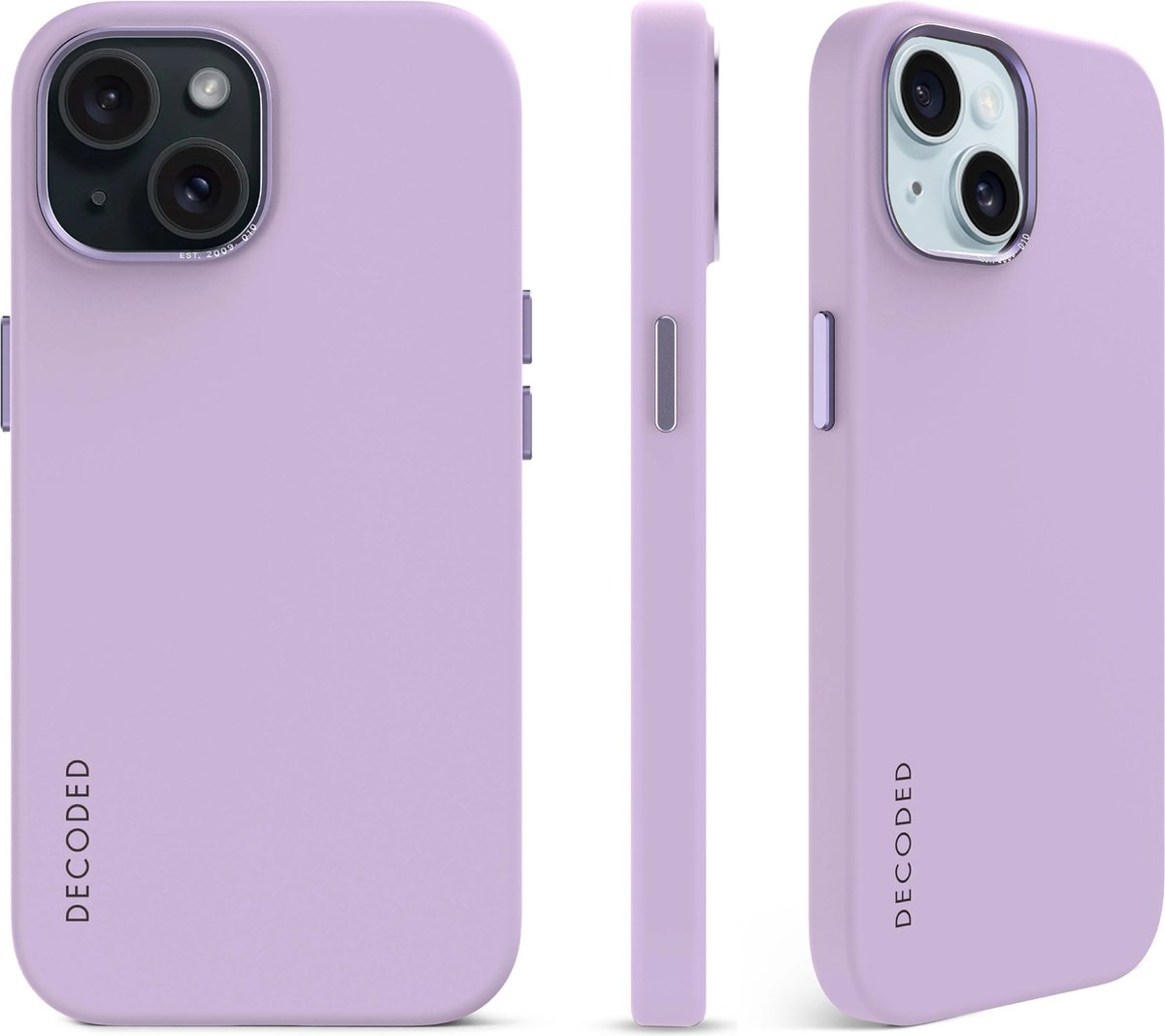 DECODED Siliconen Hoesje voor iPhone 15 Plus - Anti-Bacterieel Hoesje - Geschikt voor MagSafe - Lavender Paars