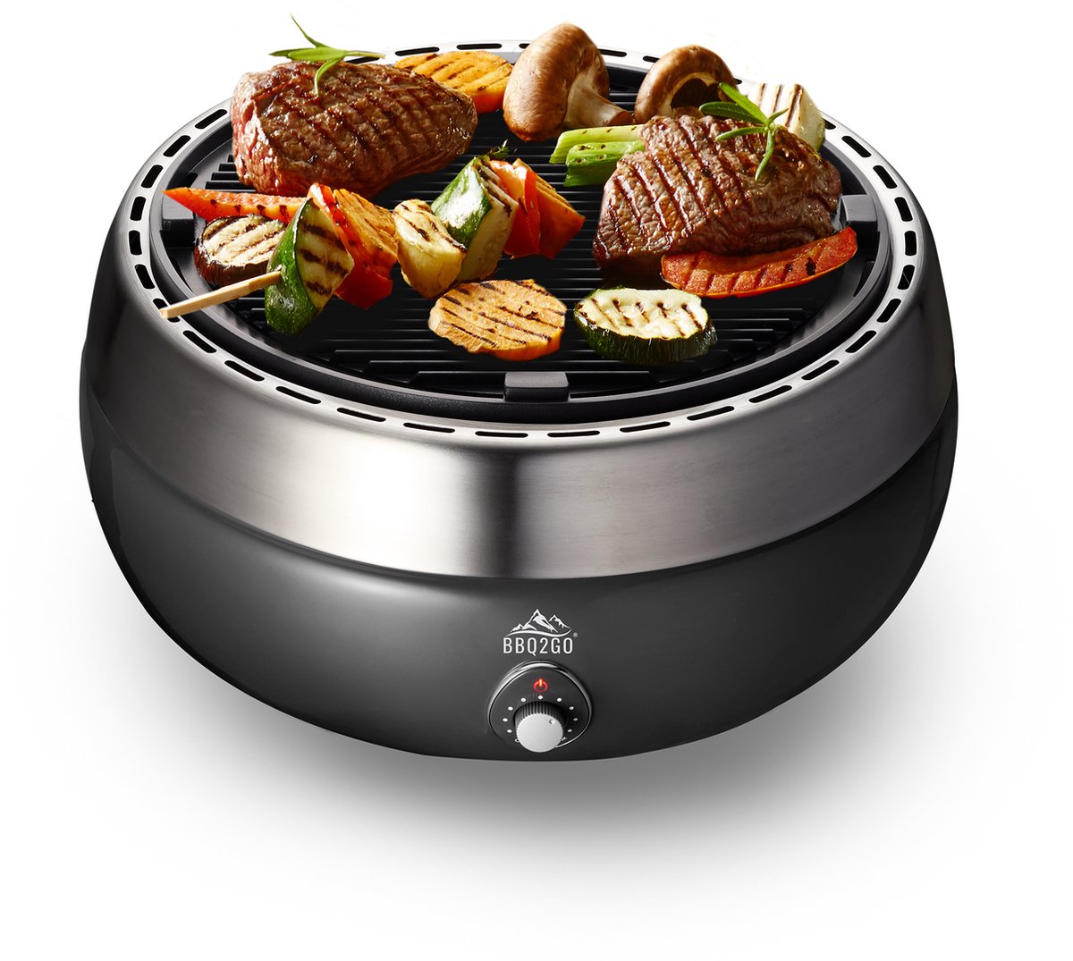 BBQ2GO - BBQ2GO Pro Rookvrije houtskoolbarbecue - Metaal - Zwart - Met draagtas - Met extra zware bakplaat
