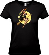 T-shirt Femme Sorcière PinUp | Déguisement d'Halloween Adultes | Halloween | Mauvaise fête | Dames Zwart | taille XXL