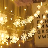 Guirlande lumineuse flocons de neige, 20 pieds 40 LED, alimentée par batterie, 2 modes d'éclairage, décoration d'éclairage intérieur extérieur, chambre à coucher, mariage, anniversaire, saint-valentin, noël
