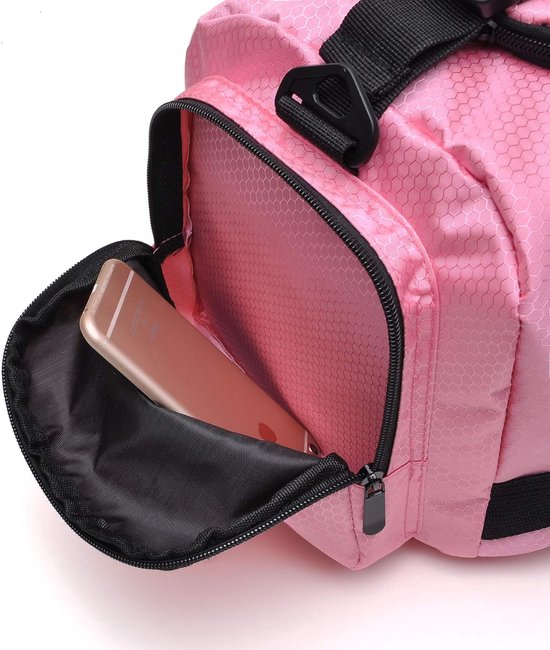 HUA ANGEL Opvouwbare Reisrugzak Waterdich Weekender Tassen Dames Sporttas sportieve rugzak vrouwen Met Natte Zak En Schoenenvak Om Te Zwemmen Wandel Weekend Sportschool Roze Zwart