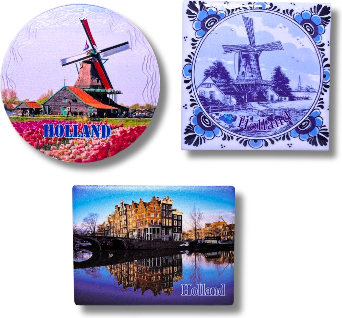 Koelkastmagneten Set: Holland - Kleur - Souvenirs - 3 stuks
