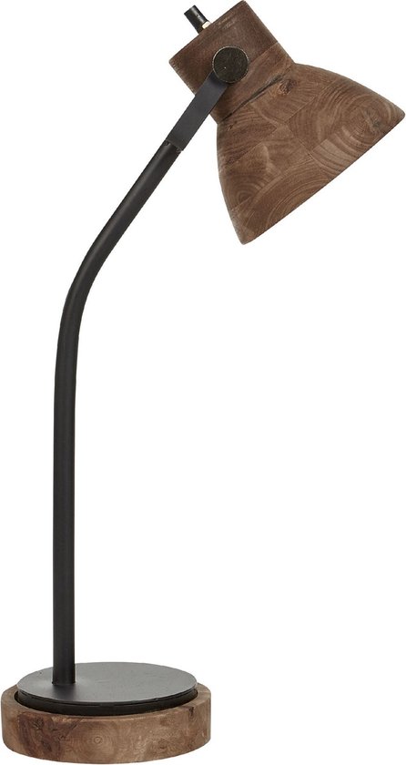 KOLAR - Bureaulamp - Donkere houtkleur - Mangohout