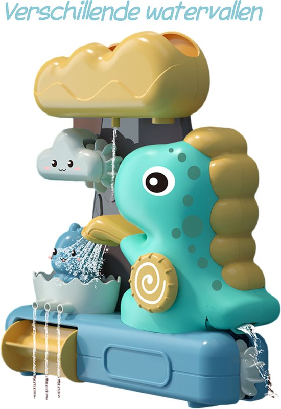 Kiddel 2 in 1 Dinosaurus waterglijbaan / waterval speelgoed voor in bad of onder de douche - Dinosaurus speelgoed voor badkamer - Kinderspeelgoed Speelset voor jongens en meisjes 3 jaar van Kiddel — afbeelding 4