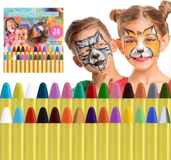 Peinture pour le visage pour enfants, 28 couleurs, crayons de maquillage  artistiques