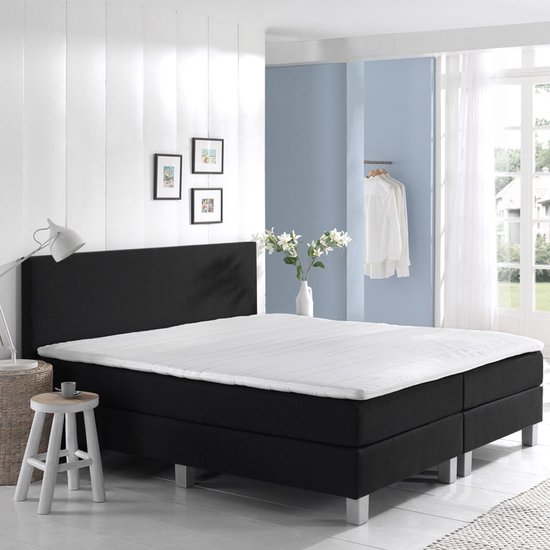 Boxspring Basic 2-persoons 180x200 cm zwart stof - Pocketvering Matras