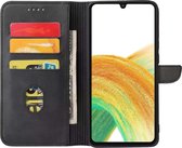 Smartphonica Samsung Galaxy A33 5G kunstleren hoesje met lipje en pashouders – Zwart / Kunstleer / Book Case geschikt voor Samsung Galaxy A33 5G