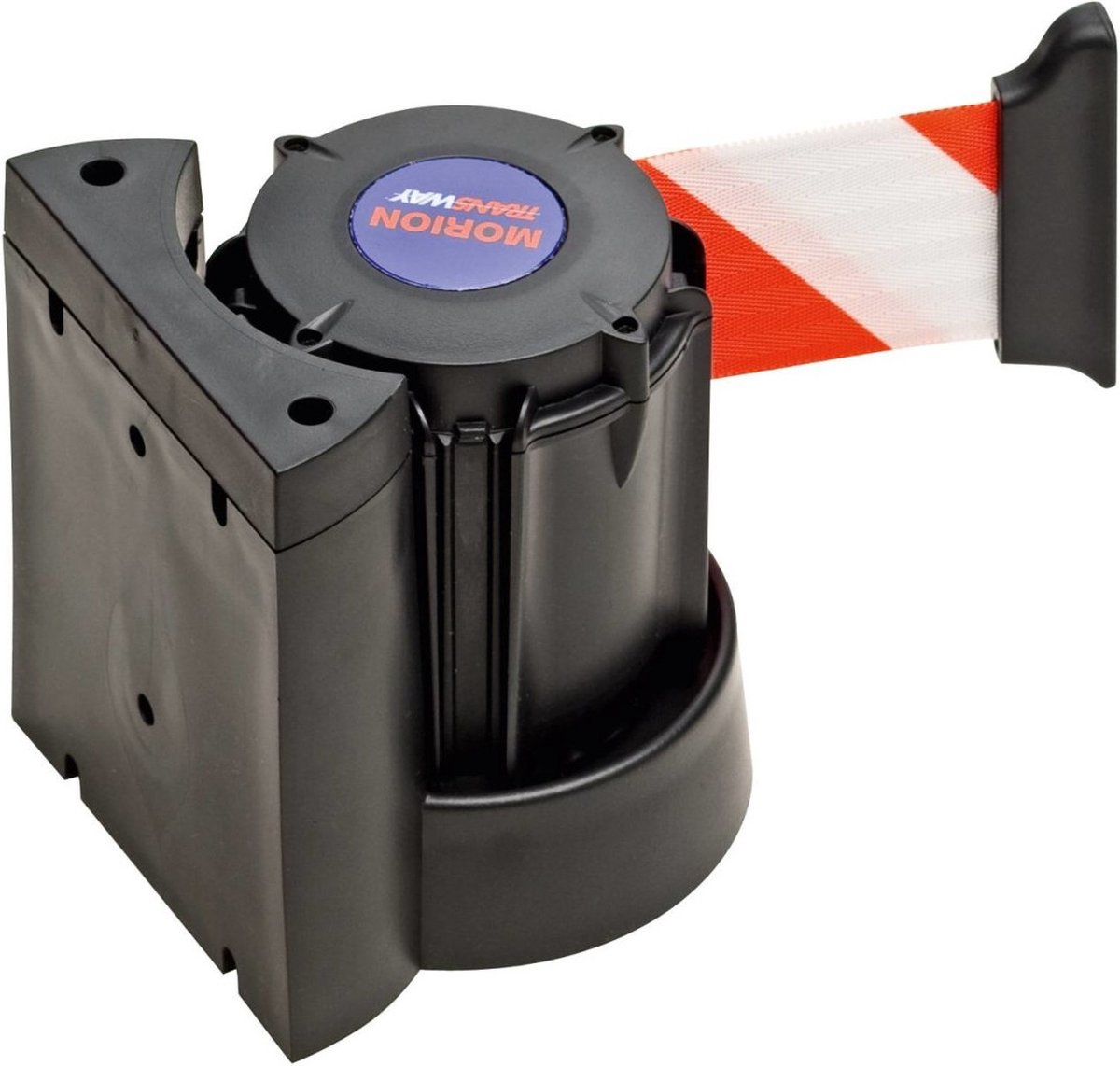 Morion wandcassette met uittrekbaar lint, rood wit 4 meter