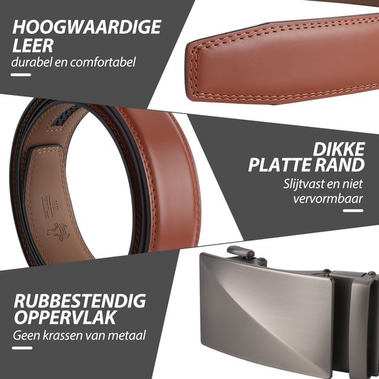 CHAOREN Lederen Herenriem Automatische Leer 35mm Voor Pak En Casual Micro Verstelbare Riem Zonder Gaten 3202232536