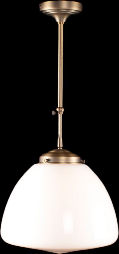 Art deco hanglamp Glasgow | Ø 30cm | opaal wit glas / brons | pendel kort verstelbaar | woonkamer / eettafel | gispen / retro / jaren 30