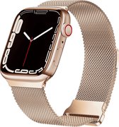 By Qubix geschikt voor Apple watch Milanese band - Champagne - rosé goud - Extra sterke magneet - Geschikt voor Apple Watch 42mm - 44mm - 45mm - 49mm