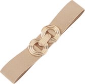 Elastische Riem - Cirkel Beige/Goud | Tailleriem | Metaal / Polyester | Fashion Favorite