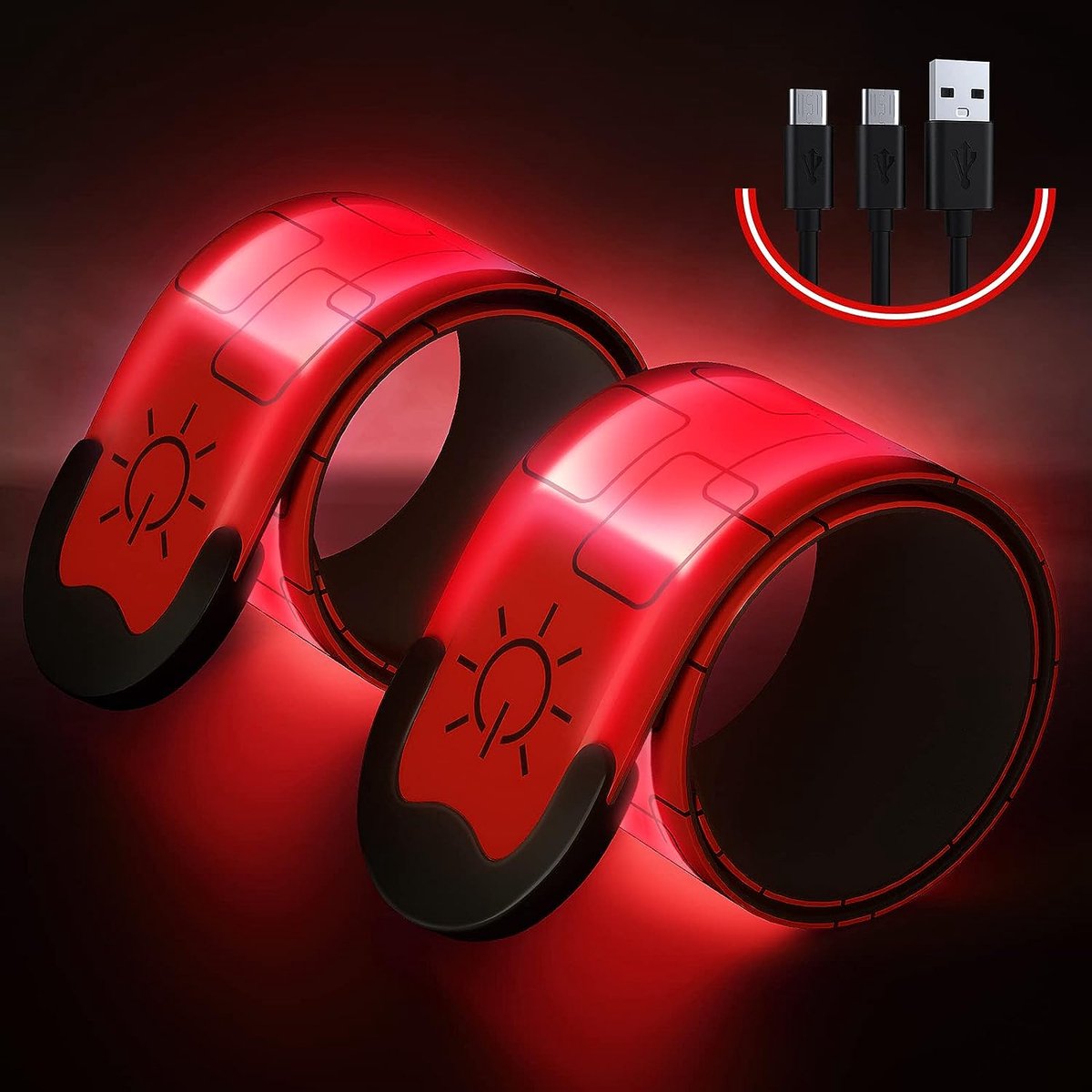 Bracelets de course à LED améliorés (paquet de 2), bracelets  réfléchissants