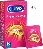 Durex Condooms - Pleasure Me - 60 Stuks (6x10st) - Met Ribbels en Nopjes - Discreet Verpakt