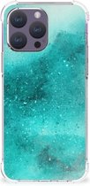 Telefoon Hoesje Geschikt voor iPhone 15 Pro Max Case Anti-shock met transparante rand Painting Blue