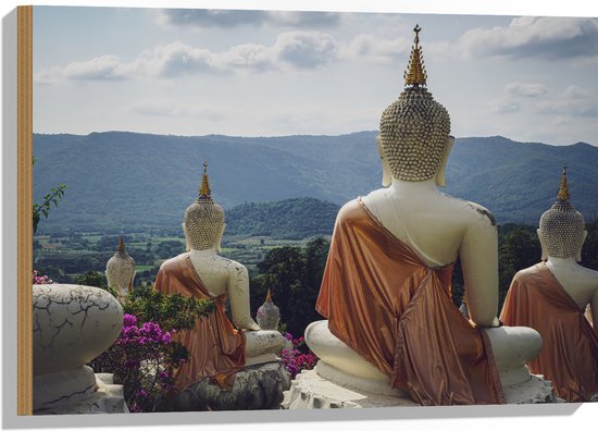 Hout - Buddhas - Bloemen - Bergen - Bomen - 75x50 cm - 9 mm dik - Foto op Hout (Met Ophangsysteem)
