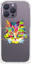 Silicone Case Geschikt voor iPhone 15 Pro Max Smartphone hoesje met doorzichtige rand Cat Color