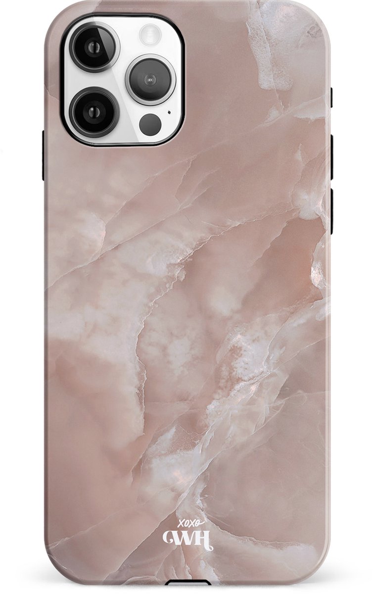 xoxo Wildhearts Marble Brown Sugar - Single Layer - Hard cover geschikt voor iPhone 11 Pro hoesje - Siliconen marmer hoesje iPhone - Beschermhoesje geschikt voor iPhone 11 Pro hoesje marmer - bruin
