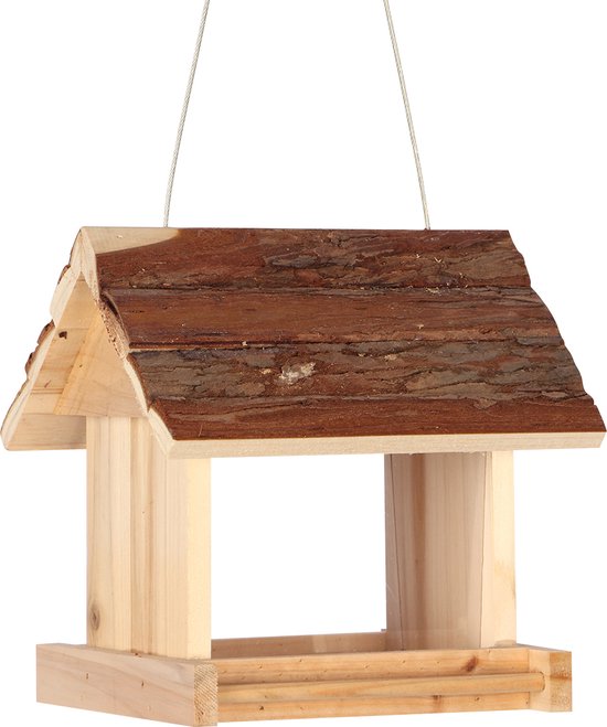 Oiseaux de ciel mangeoire bois d'écorce Texas 17x19x18,5cm brun