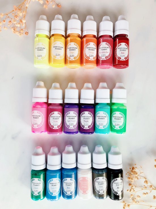Resin Pigment | Epoxy Pigment | Dekkende pigmenten | Kleur vloeistof | Kleurstof | 18 verschillende kleuren | à 10ml - Merkloos
