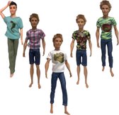 Isa's Friends® Poppenkleertjes - 5 Outfits voor Mannen poppen - Geschikt voor o.a Barbie - Setje 'Sem'