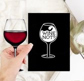 50 stuks A6 enkele wenskaarten excl. envelop | wijn humor kaarten zwart wine not - groothandel cadeau kaarten uitdelen