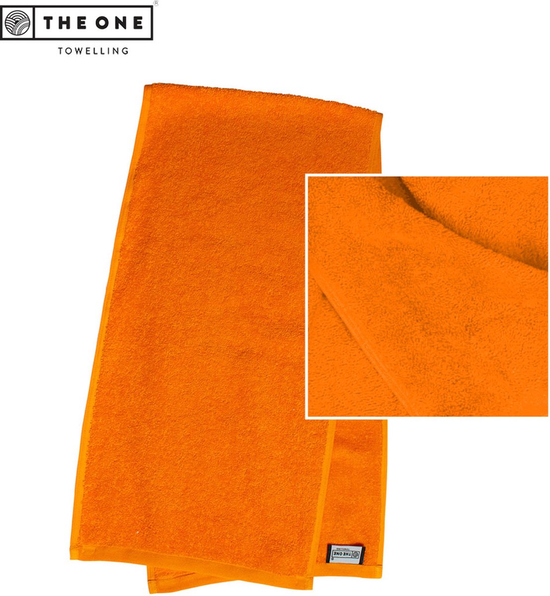 The One Towelling Sporthanddoek - Fitness handdoek - 100% Gekamd katoen - 450 gr/m² - 30 x 130 cm - Oranje