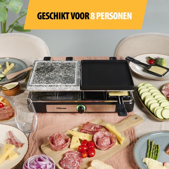 Tristar Gourmetset - RA-2747 - 1400W - Bakplaat 8 personen - 5-in-1 steengrill - Incl 8 pannetjes - Grillplaat omkeerbaar — afbeelding 5