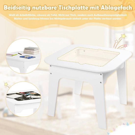BukkitBow - Vierkante Kindertafel met Schrijftafel en 2 Stoelen van BukkitBow — afbeelding 4