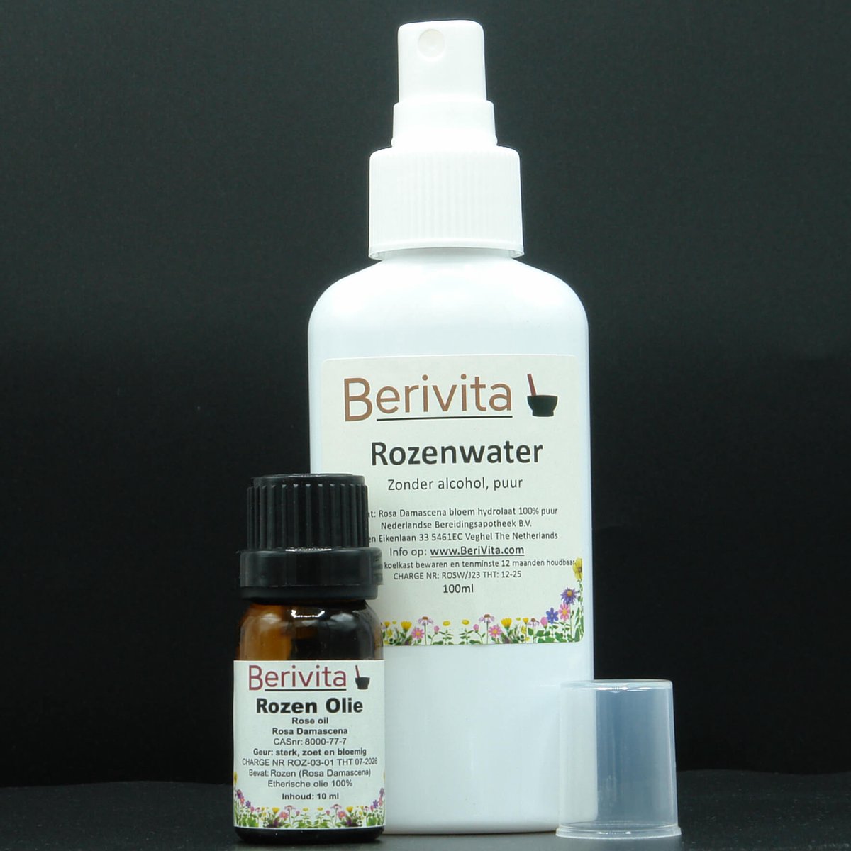 Goedkoopste Combinatieset Rozenolie 10ml en Rozenwater 100ml Spray - Rozen Etherische Olie en Hydrosol, Hydrolaat Spray van Rozenblaadjes