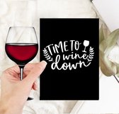 50 stuks A6 enkele wenskaarten excl. envelop - wijn humor kaarten zwart time to wine down - groothandel cadeau kaarten uitdelen