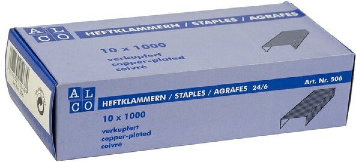 Alco nietjes - 24/6 - koper - doos à 1000 stuks - AL-506