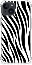 Hoesje Geschikt voor iPhone 15 Plus GSM Hoesje met doorzichtige rand Zebra