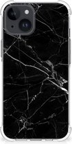 Smartphone hoesje Geschikt voor iPhone 15 Mobiel Hoesje met transparante rand Marmer Zwart