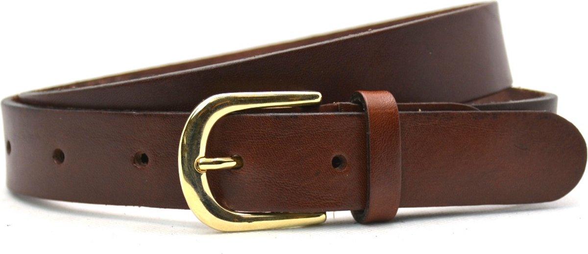 Take-it 3 cm bruine dames riem gouden gesp - 100% nerfleder - gouden gesp - Maat 95 - Totale lengte riem 110 cm
