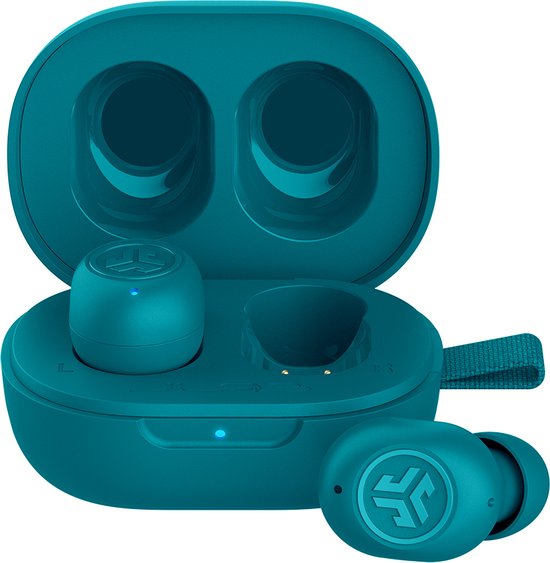 JLab JBuds mini draadloze oordopjes - EQ geluidsinstellingen - Bluetooth oordopjes met ultra klein design - Google fast pair - Touch sensoren - Blauw