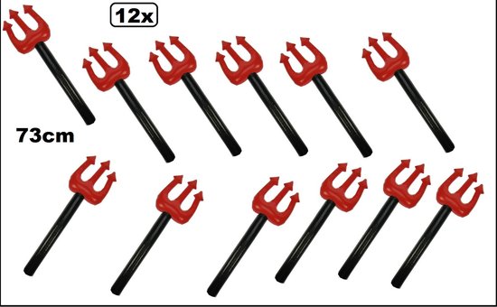 12x Opblaasbare neptunushaak/duivelsvork 73cm - Halloween Neptunes duivel griezel horror opblaas vork 3 tand