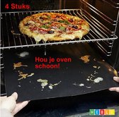 4x Grill Mat Voor Oven / BBQ - Hittebestendig Tot 290 Graden - Vaatwasser Bestendig - Zwart-Makkelijk Reinigend - van Heble®