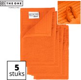 The One Towelling Classic Gastendoeken - Voordeelverpakking - Hoge vochtopname - 100% Zacht katoen - 30 x 50 cm - Oranje - 5 Stuks