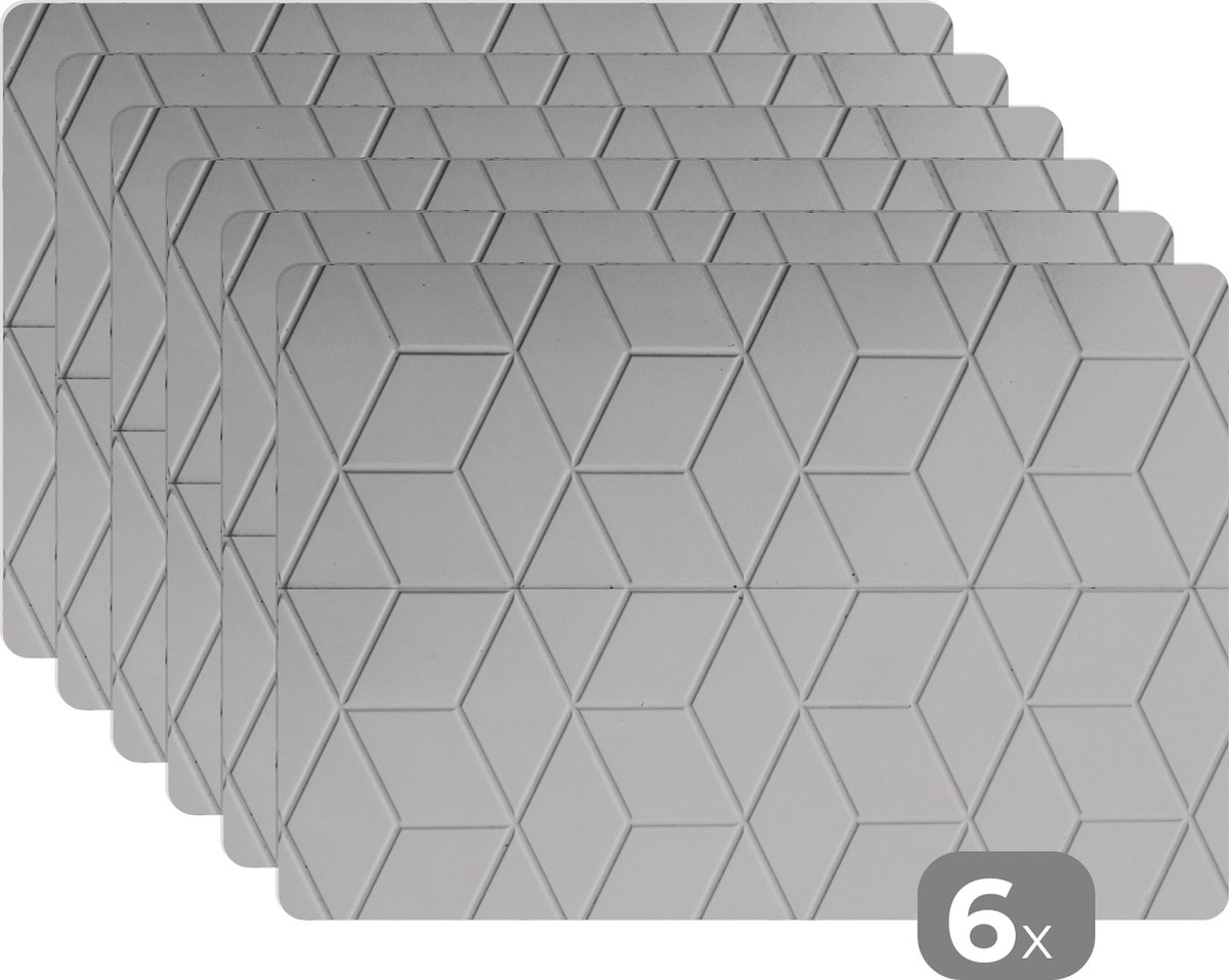 Placemats - Wit - Patronen - Design - Steen - Ruit - 45x30 cm - Onderleggers - Decoratie keuken