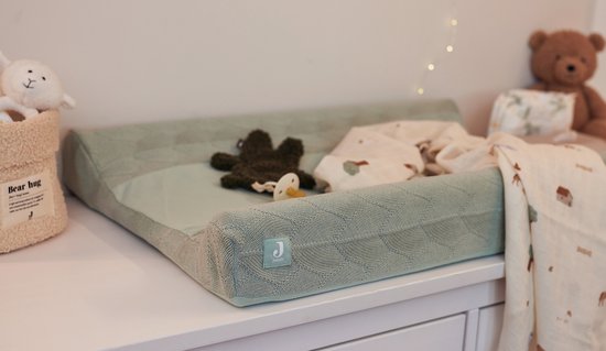 Jollein - Aankleedkussenhoes 50x70cm - Zachte Hoes Baby Aankleedkussen - Shell Knit - Sea Foam - GOTS — afbeelding 4