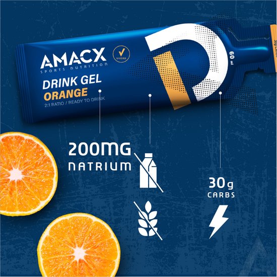 Amacx Drink Gel - Sportgel - Energy Gel - Energiegel - Orange - 12 pack — afbeelding 3