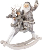 HAES DECO - Figurine déco Père Noël - Taille 20x7x22 cm - Couleur Grijs - Matière Polyrésine - Figurine de Noël , Décoration de Noël